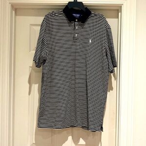 Polo golf men’s shirt, XL, black and white striped